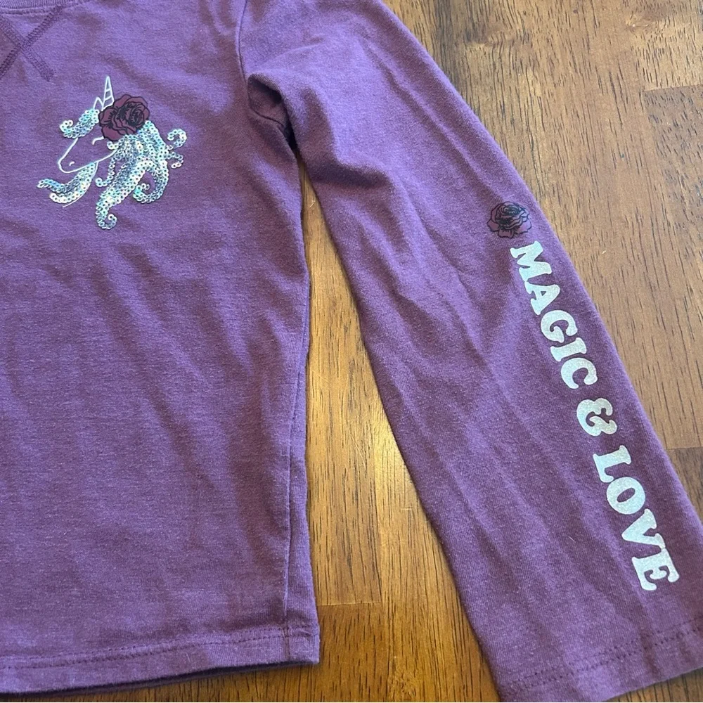 Unicorn Long Sleeve Tee Purple Sparkle Top | Girls XS (4–5)  | Wonder Nation